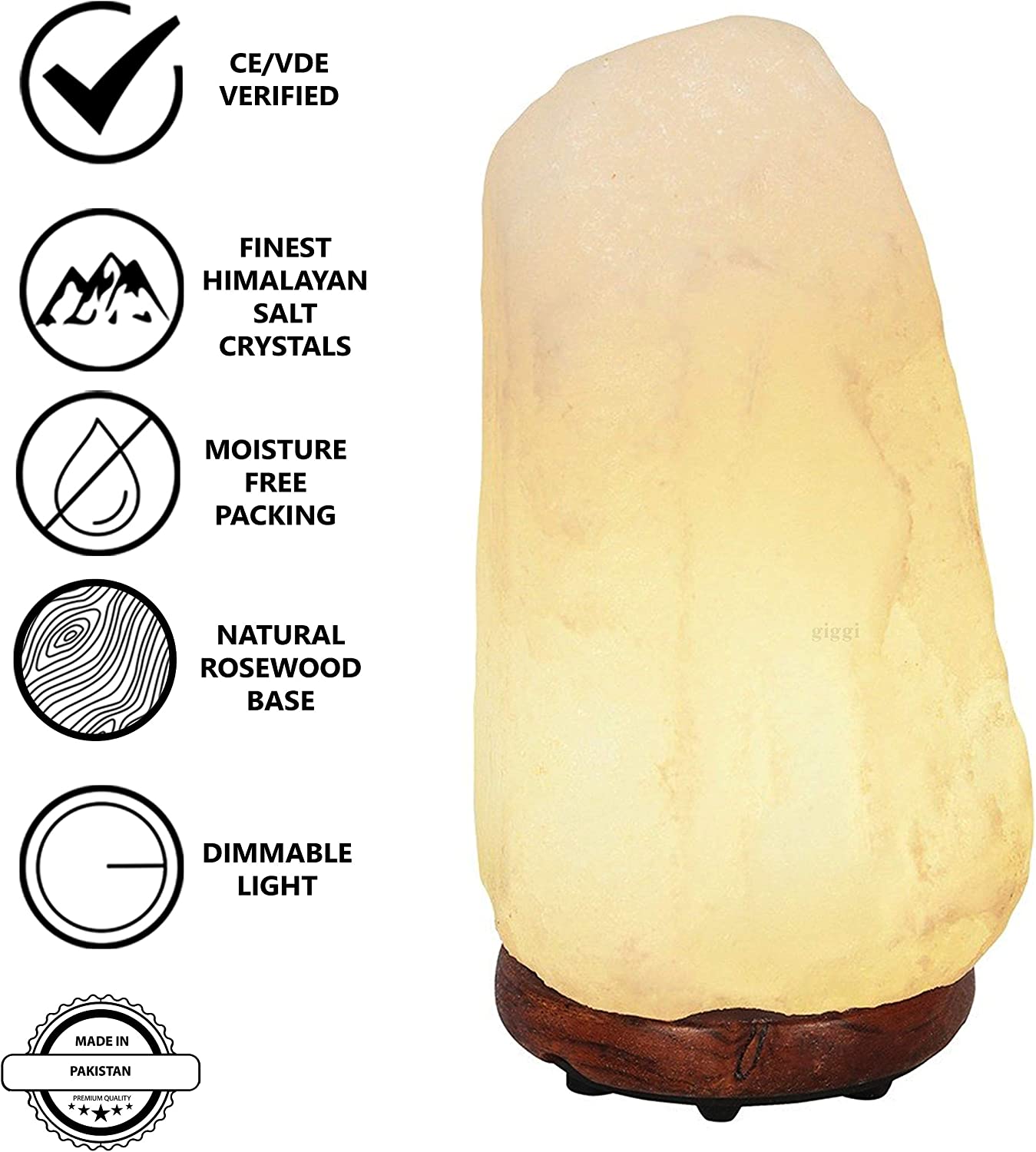 Giggi 100% Natural White Salt Lamp