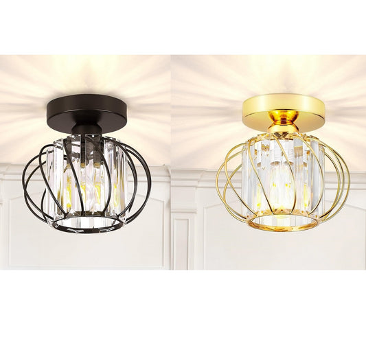 GIGGI Semi-Flushed Crystal Ceiling Light, Chandelier style, Gold/ Black