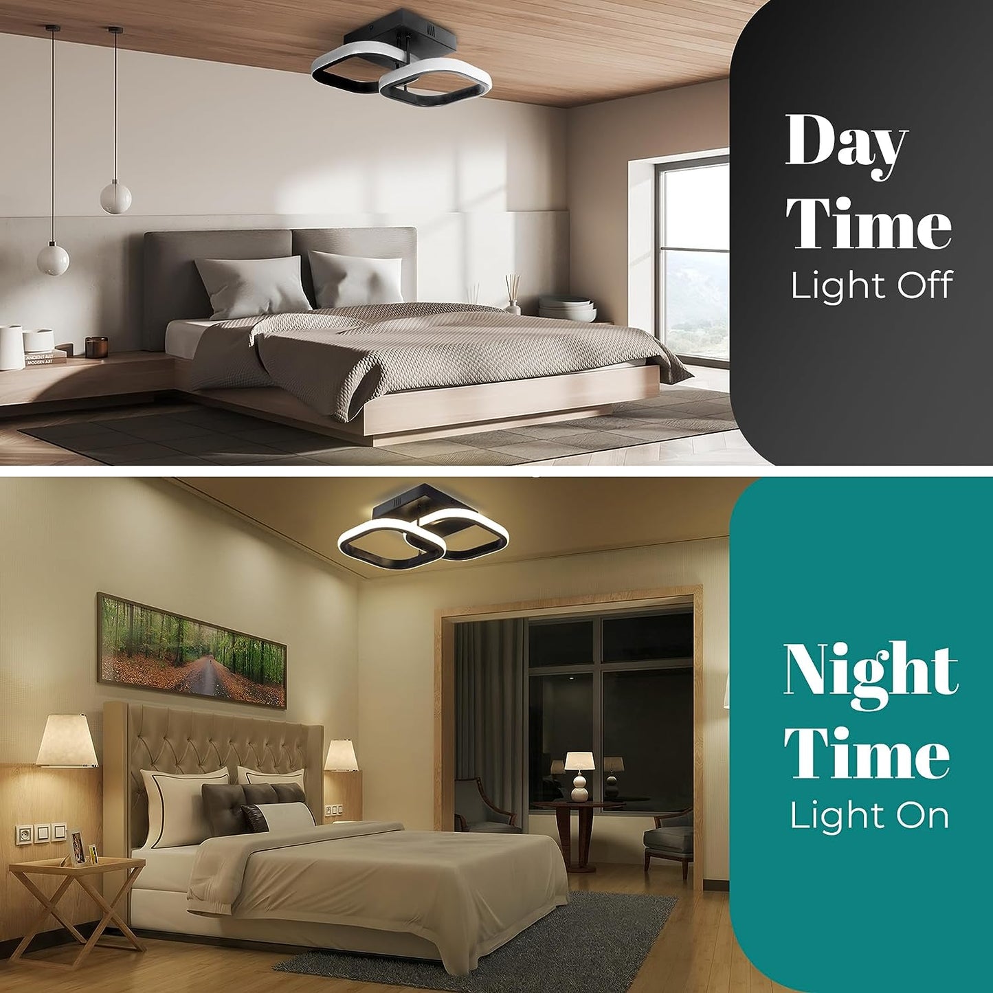 GIGGI LED, 22W Semi-Flush Square Black Ceiling Light