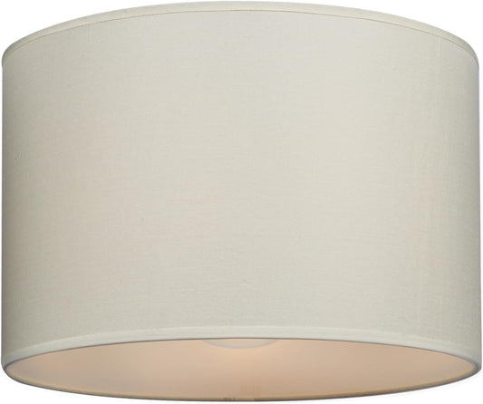 Giggi Fabric Lamp Shade – Modern Fabric Drum Lampshades for Ceiling, Table & Floor Lamps, Easy Fit Pendant Light Shade, 12" Beige